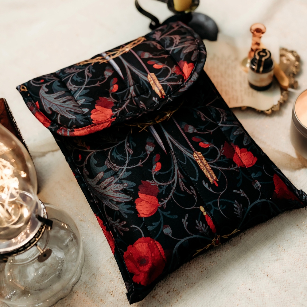 Floral Black and Red Crossbody Bag